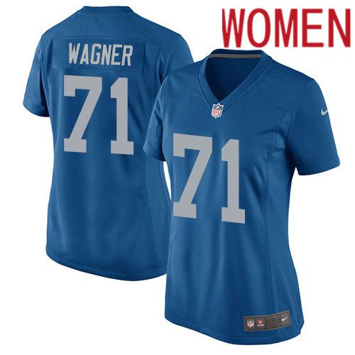 Women Detroit Lions 71 Ricky Wagner Nike Blue Game Alternate Player NFL Jersey
